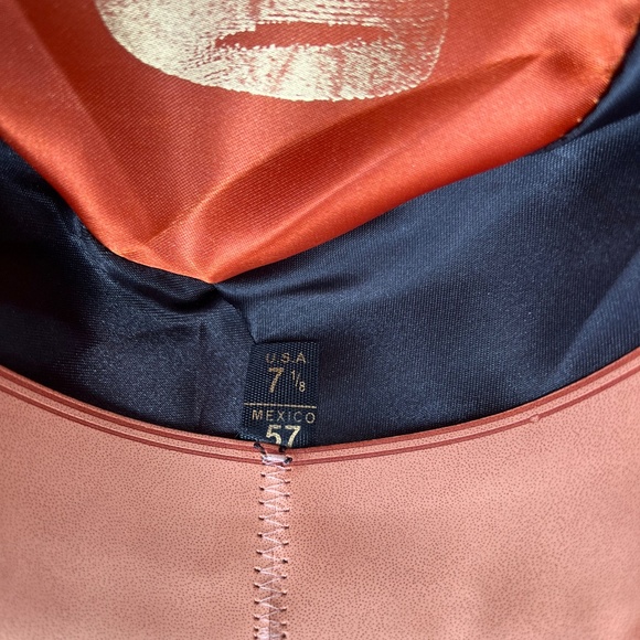 Handmade Wool/Felt Cowboy/Sombrero Hat- Brown/Red Studded Ribbon - Size 57/7 1/8 - Picture 10 of 14